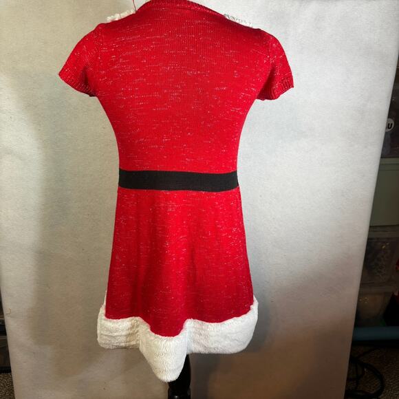 Holiday Time Girl Red White Santa Christmas Dress 10/12 - Picture 2 of 6